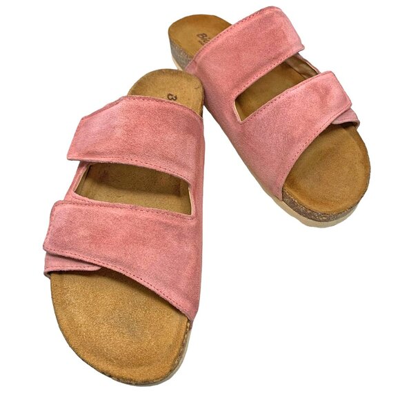 Bio Gold Blush Suede Double Padded Strap‎ Foot Bed Sandal Slides - Picture 12 of 13
